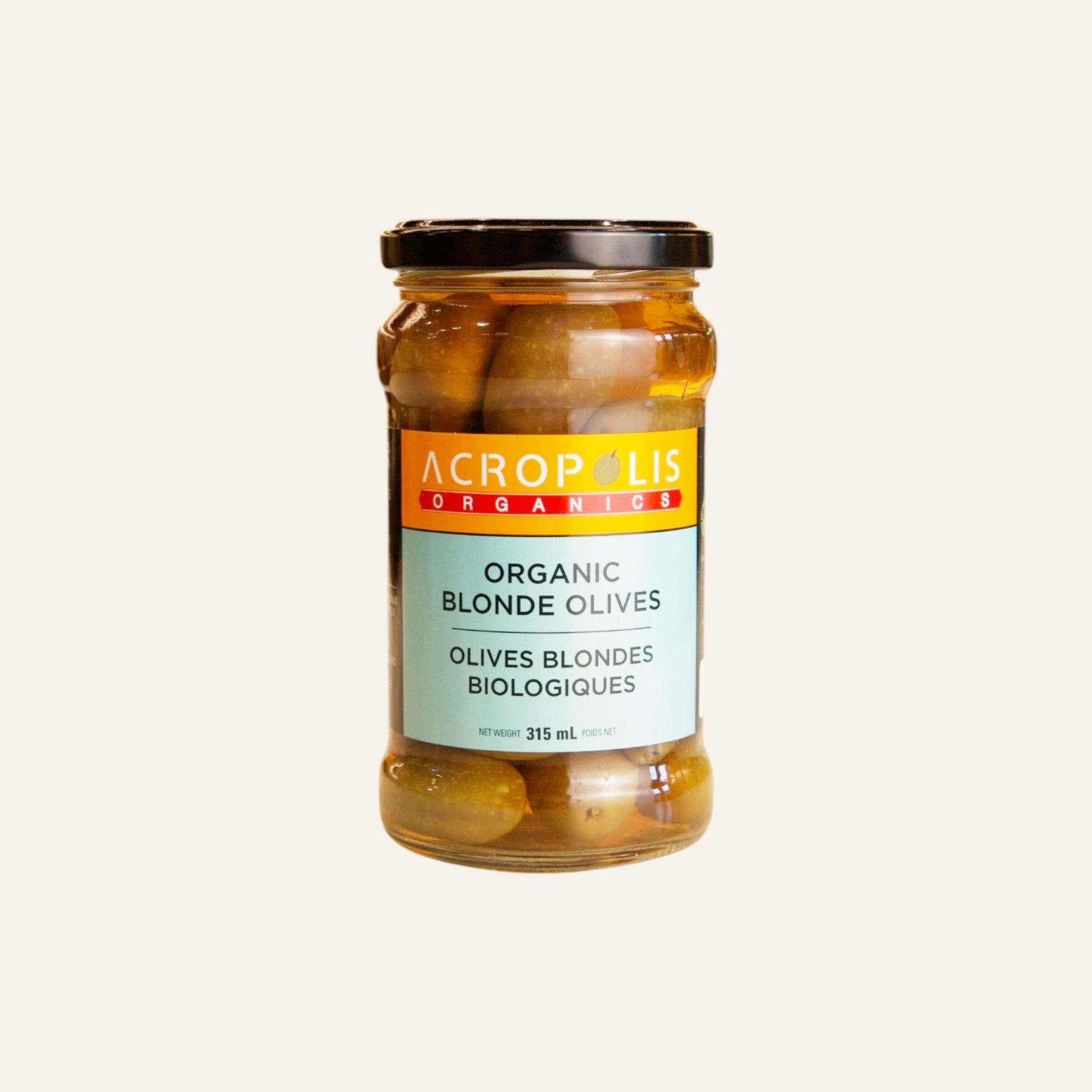 Acropolis Organic Blonde Olives 315mL