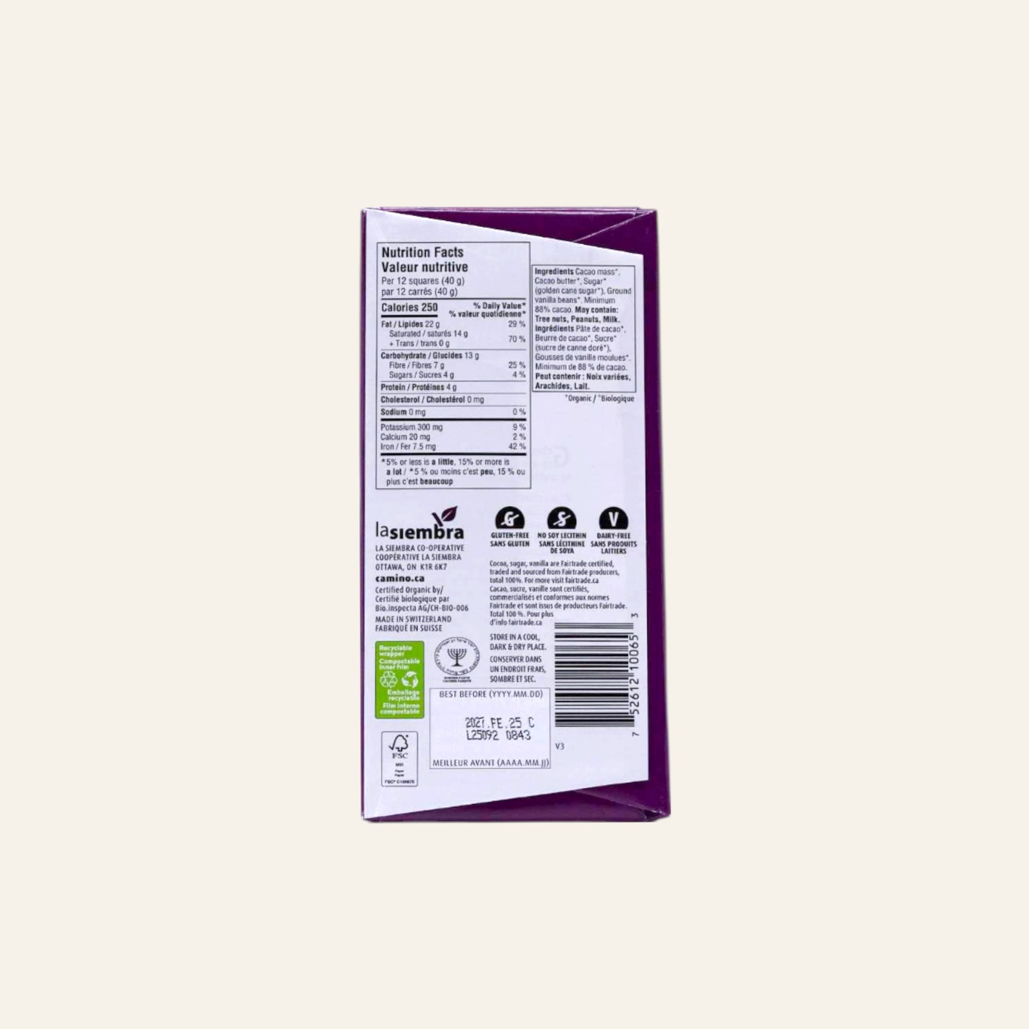 Camino Organic Intensely Dark Chocolate 80g