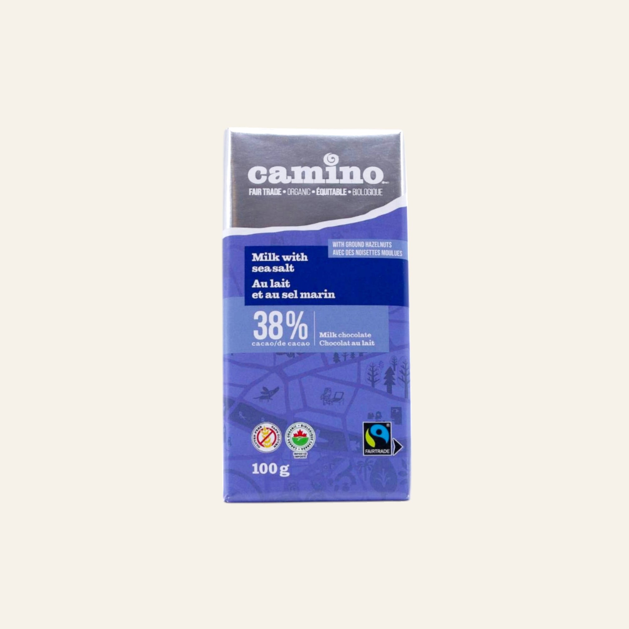 Camino Organic Sea Salt Milk Chocolate Bar 100g