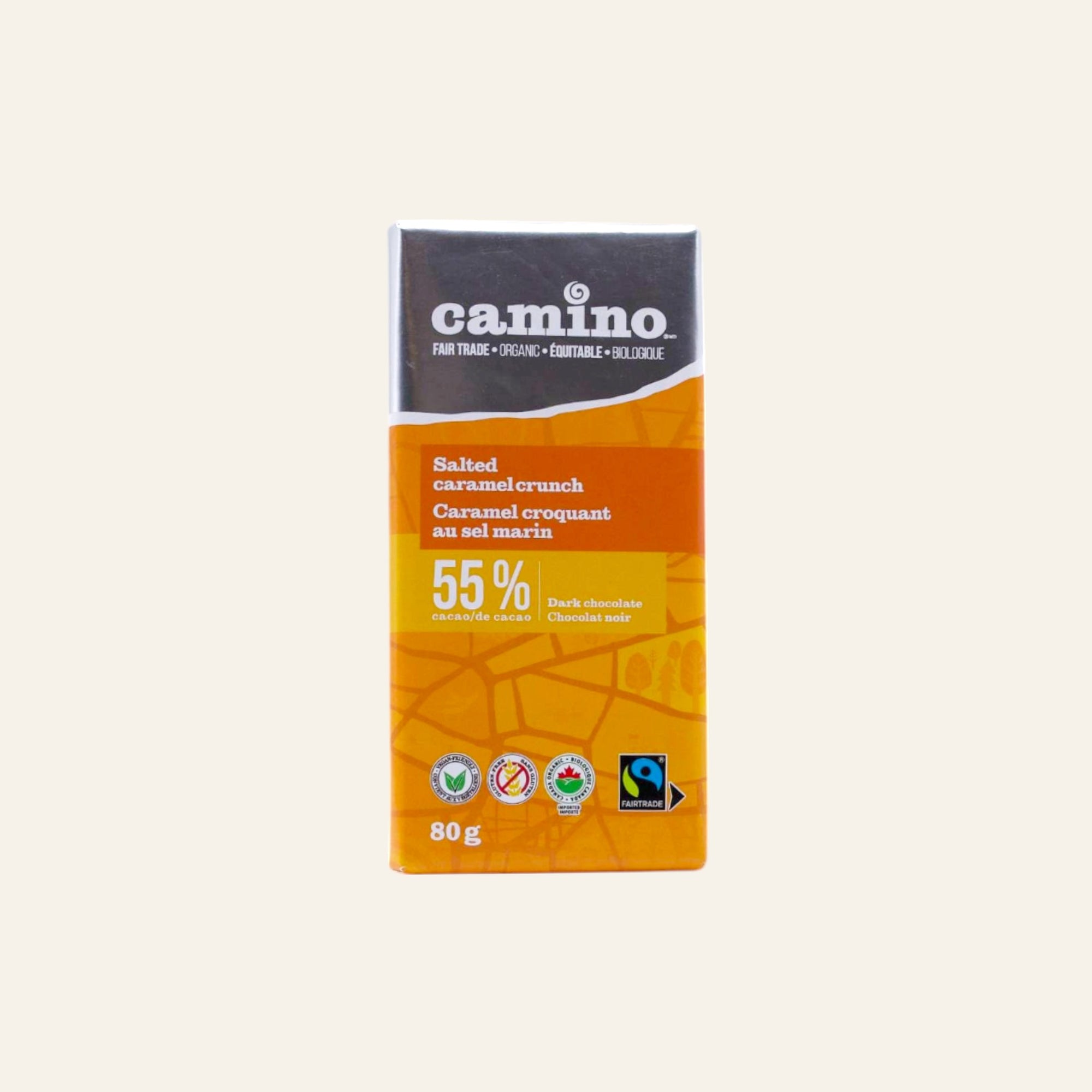 Camino Organic Dark Chocolate Bar Salted Caramel Crunch 80g
