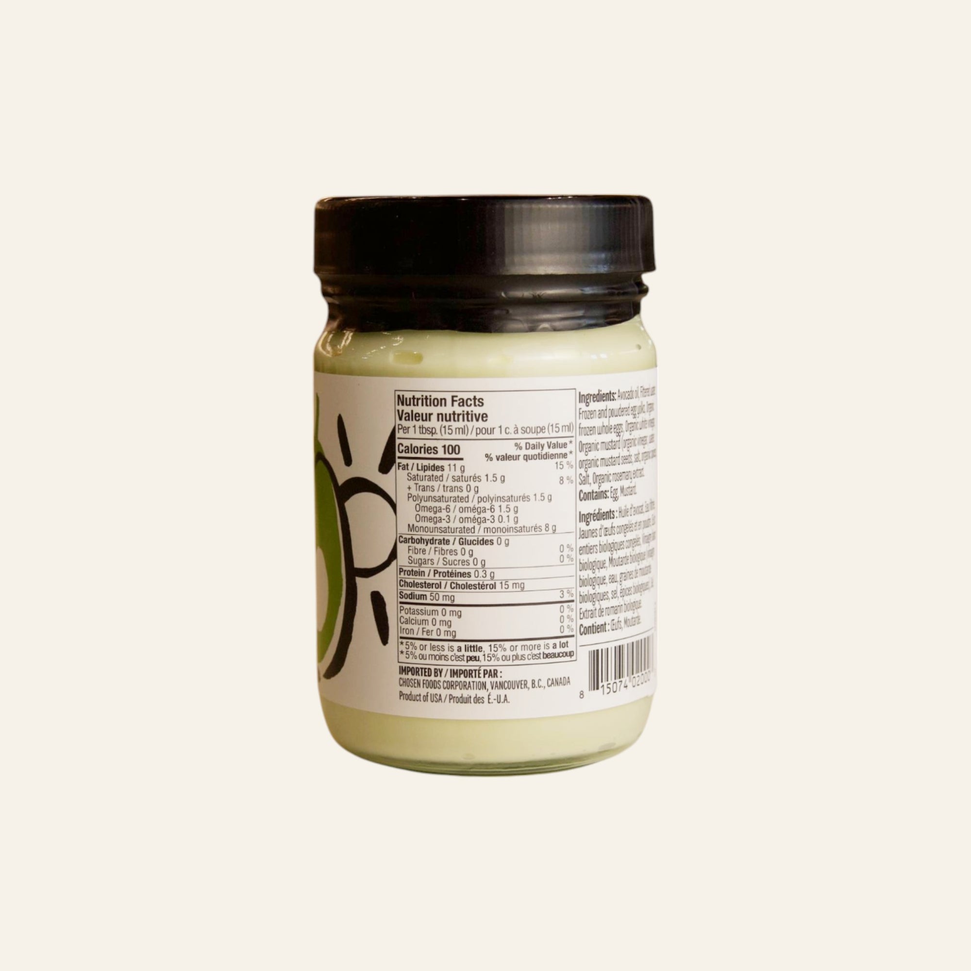 Chosen Foods Organic Avocado Mayonnaise 355mL
