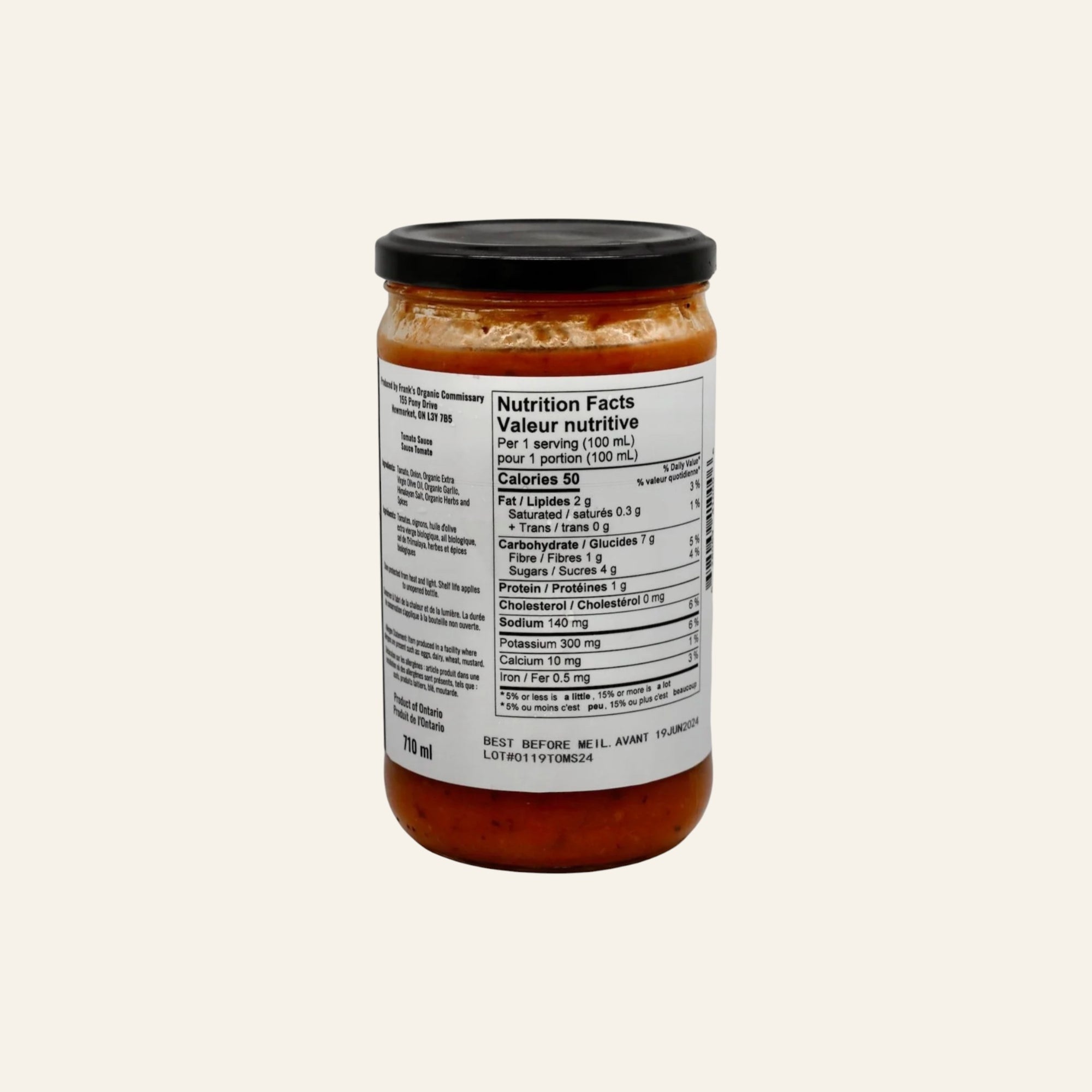 Frank's Organic Tomato Sauce 710mL