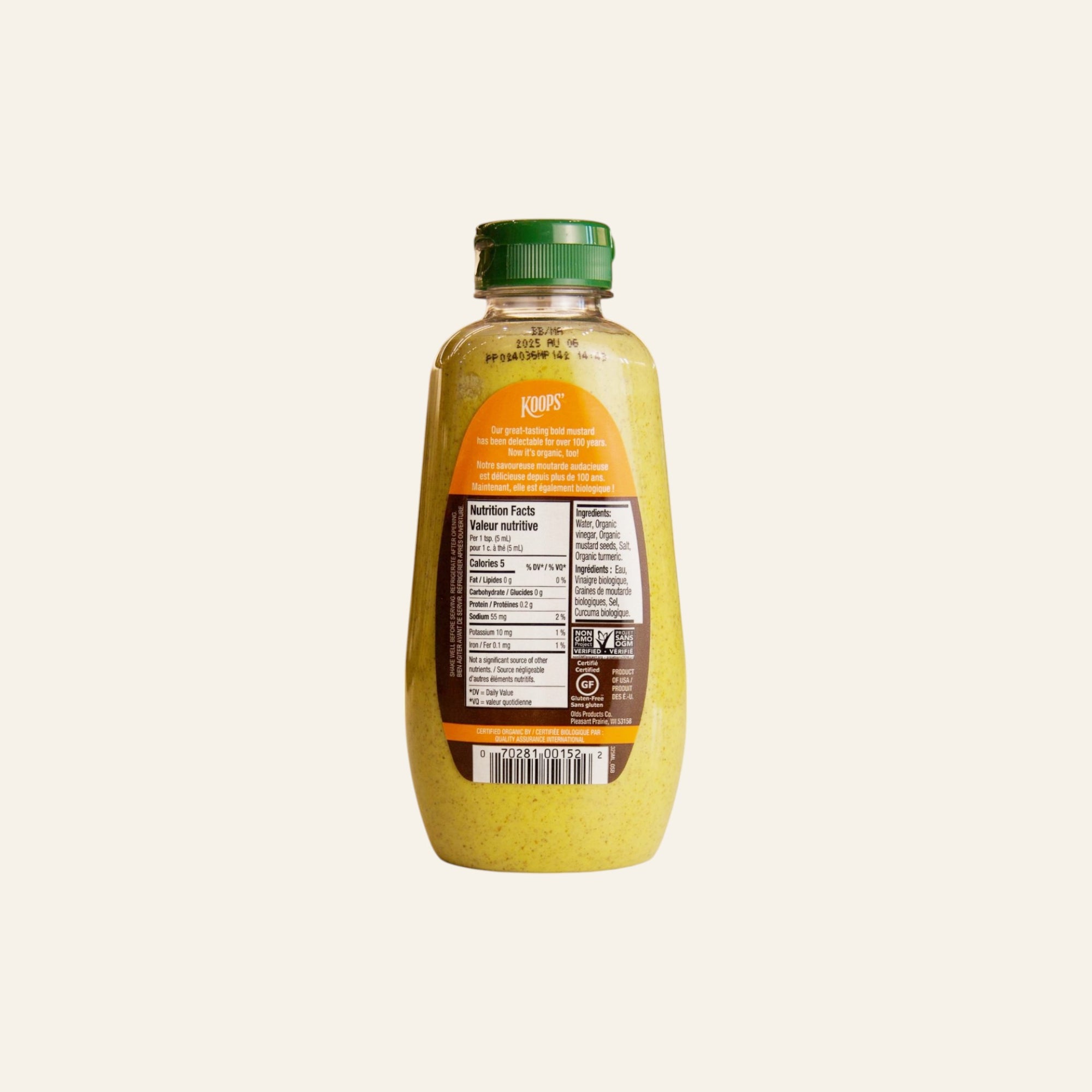 Koops Organic Spicy Brown Mustard 325mL