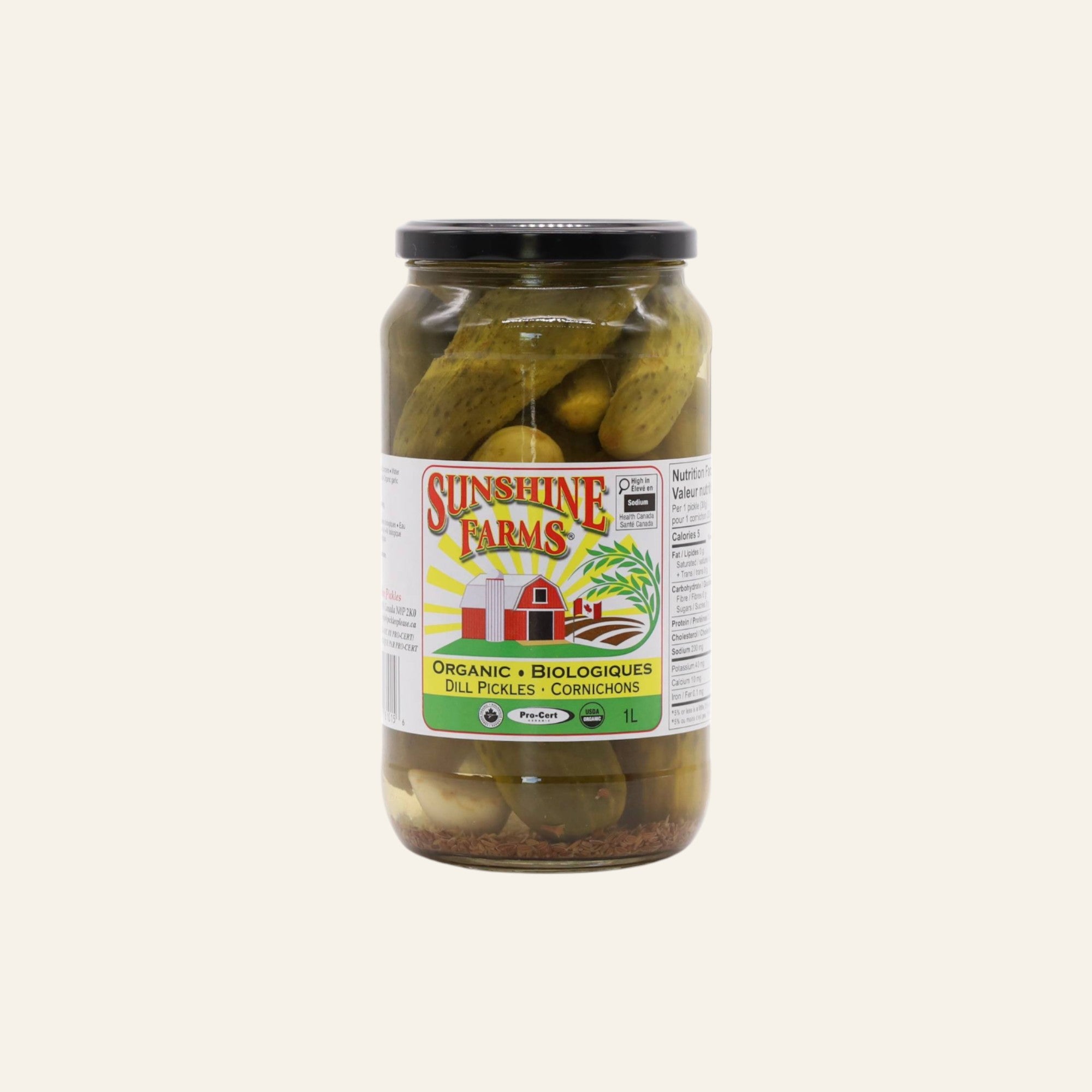 Sunshine Farms Organic Dill Pickles 1L