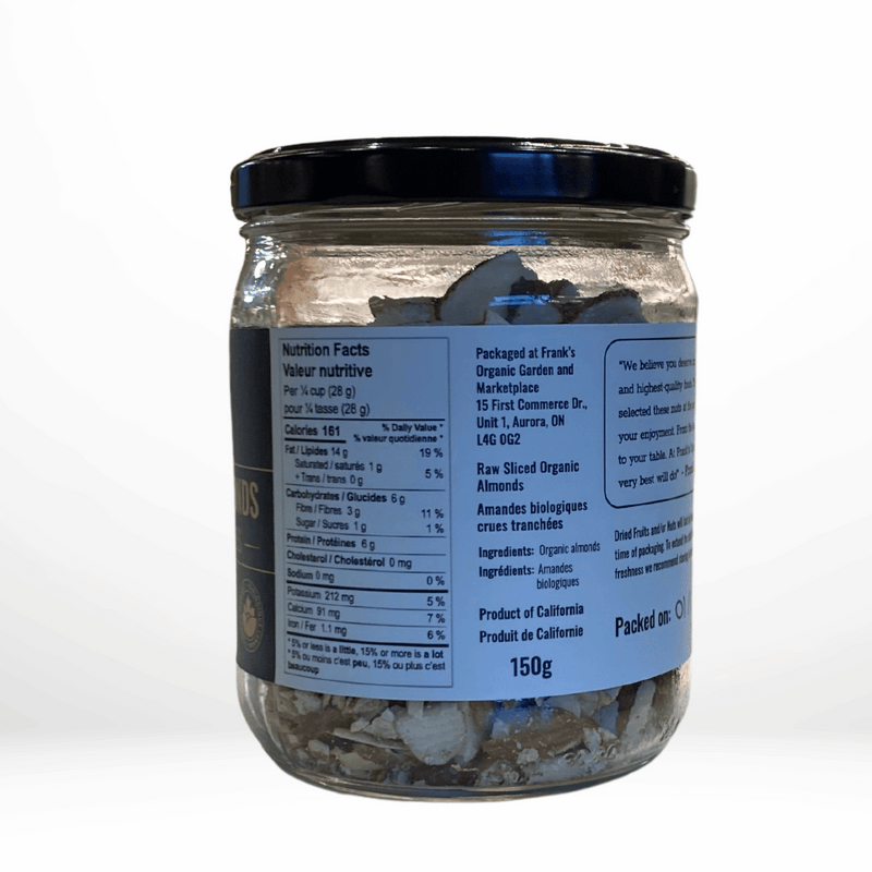 Franks' Raw Sliced Organic  Almonds 150g