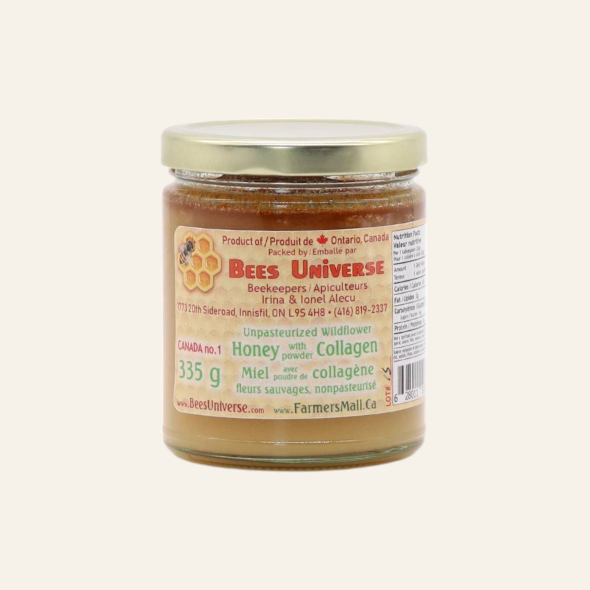 Bee's Universe Organic Unpasteurized Wildflower Honey with Collagen 335g