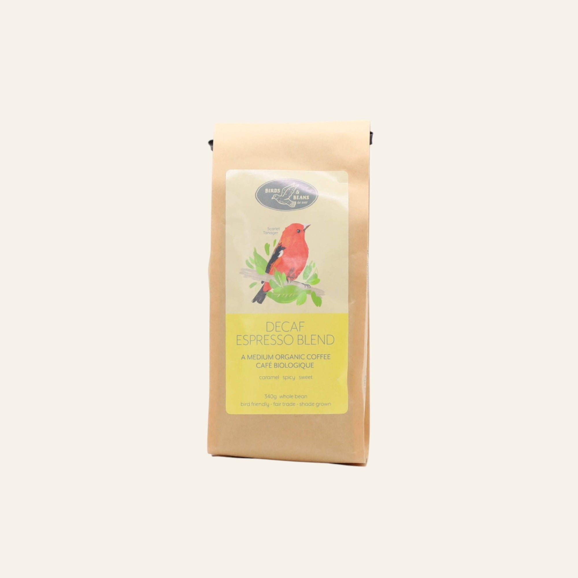 Birds & Beans Organic Decaf Espresso Blend Coffee Beans 340g