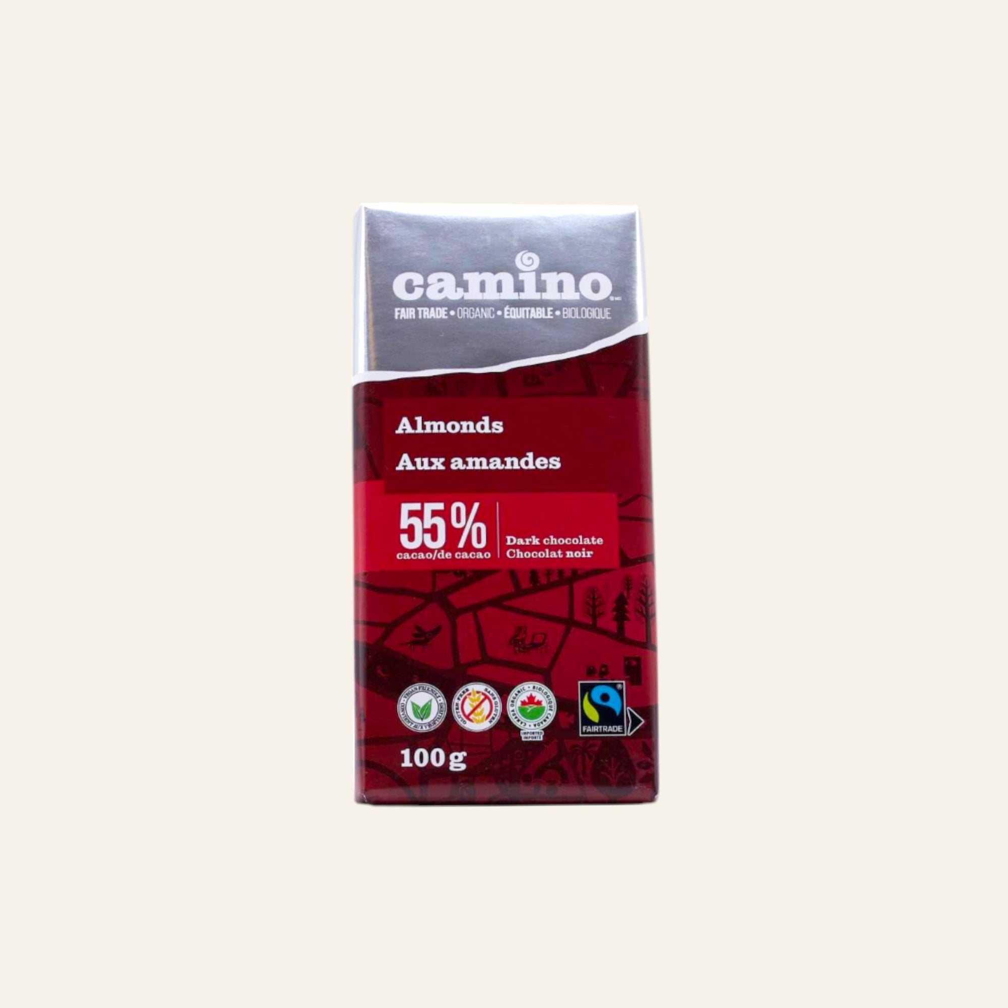 Camino Organic Dark Chocolate Bar Almonds 100g