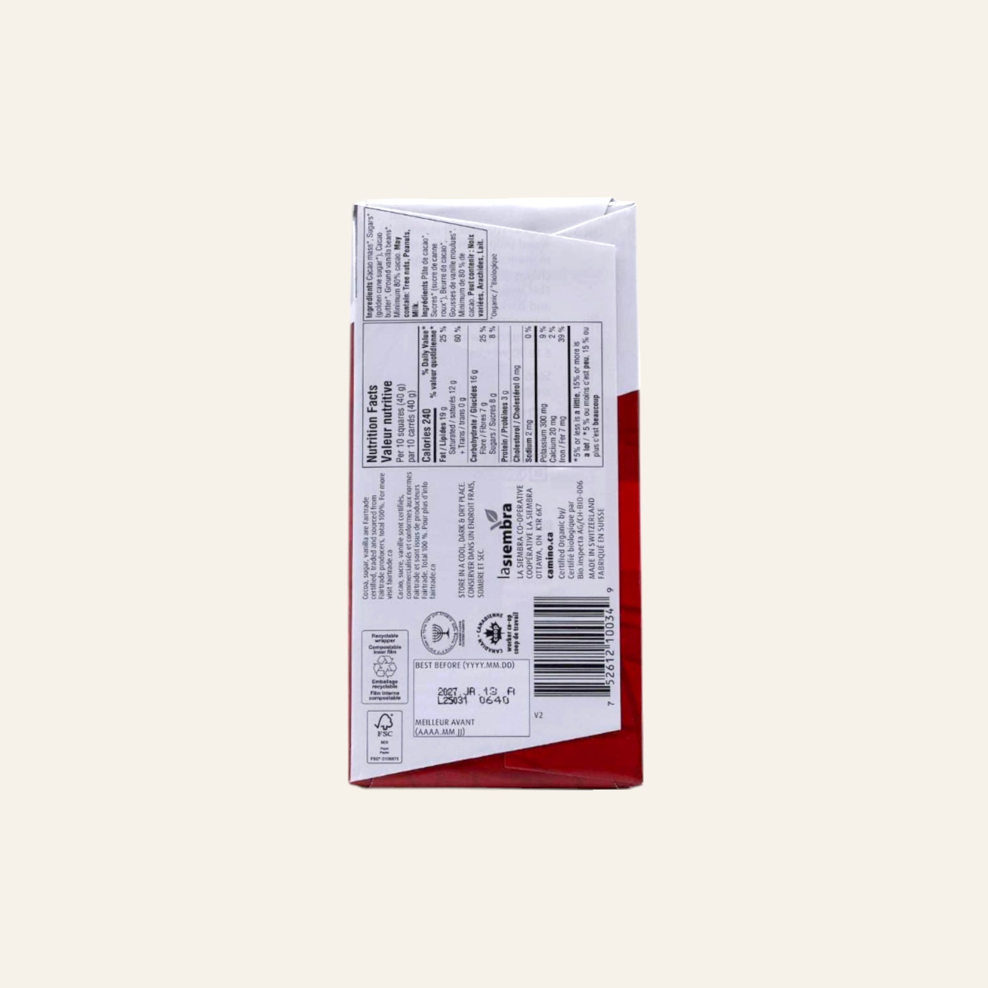 Camino Extra Dark Organic Chocolate 100g