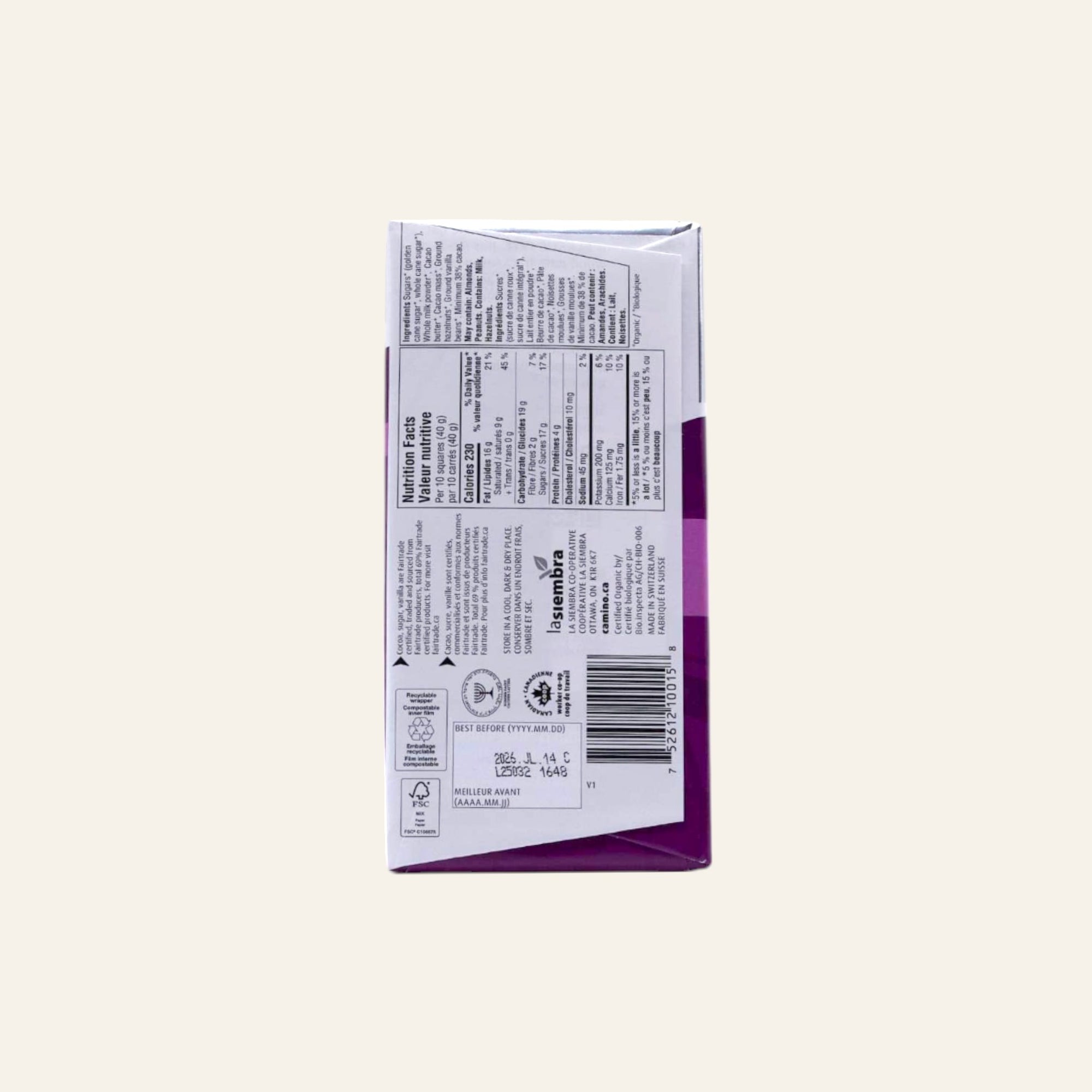 Camino Organic Milk Chocolate Bar 100g