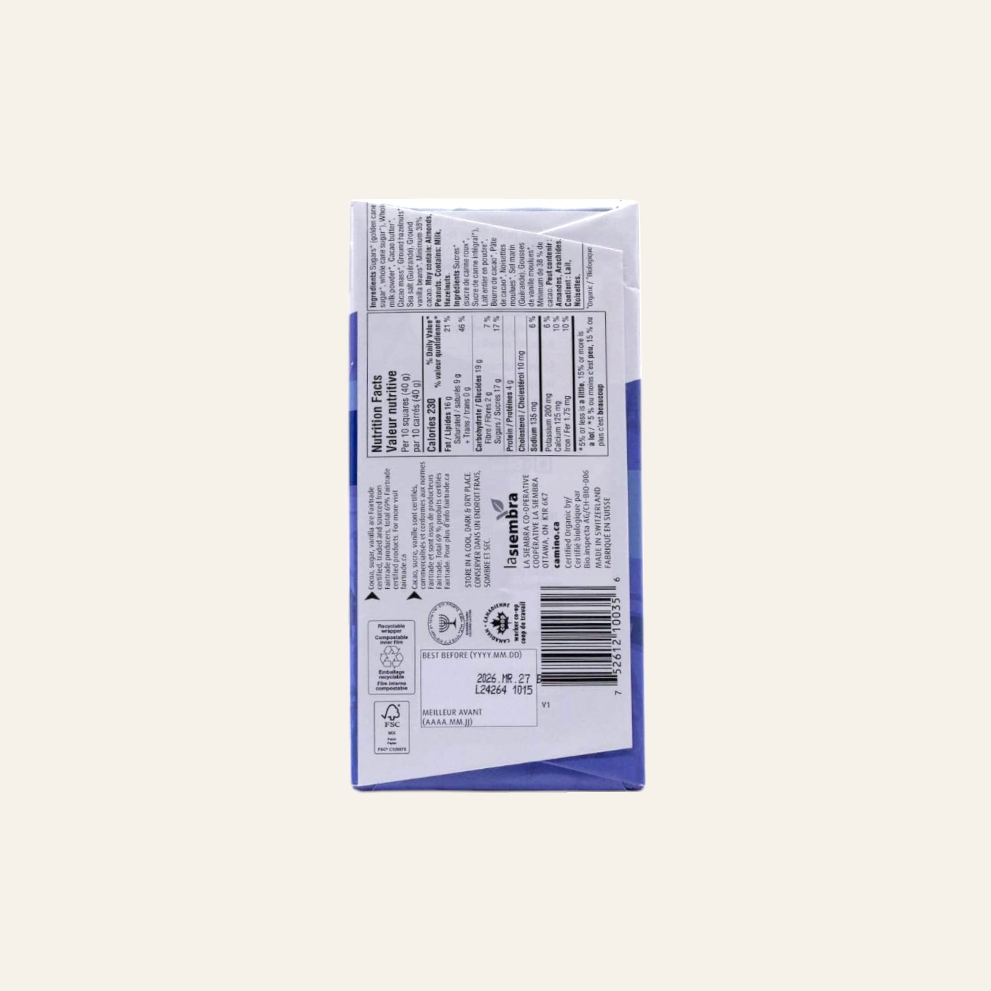 Camino Organic Sea Salt Milk Chocolate Bar 100g