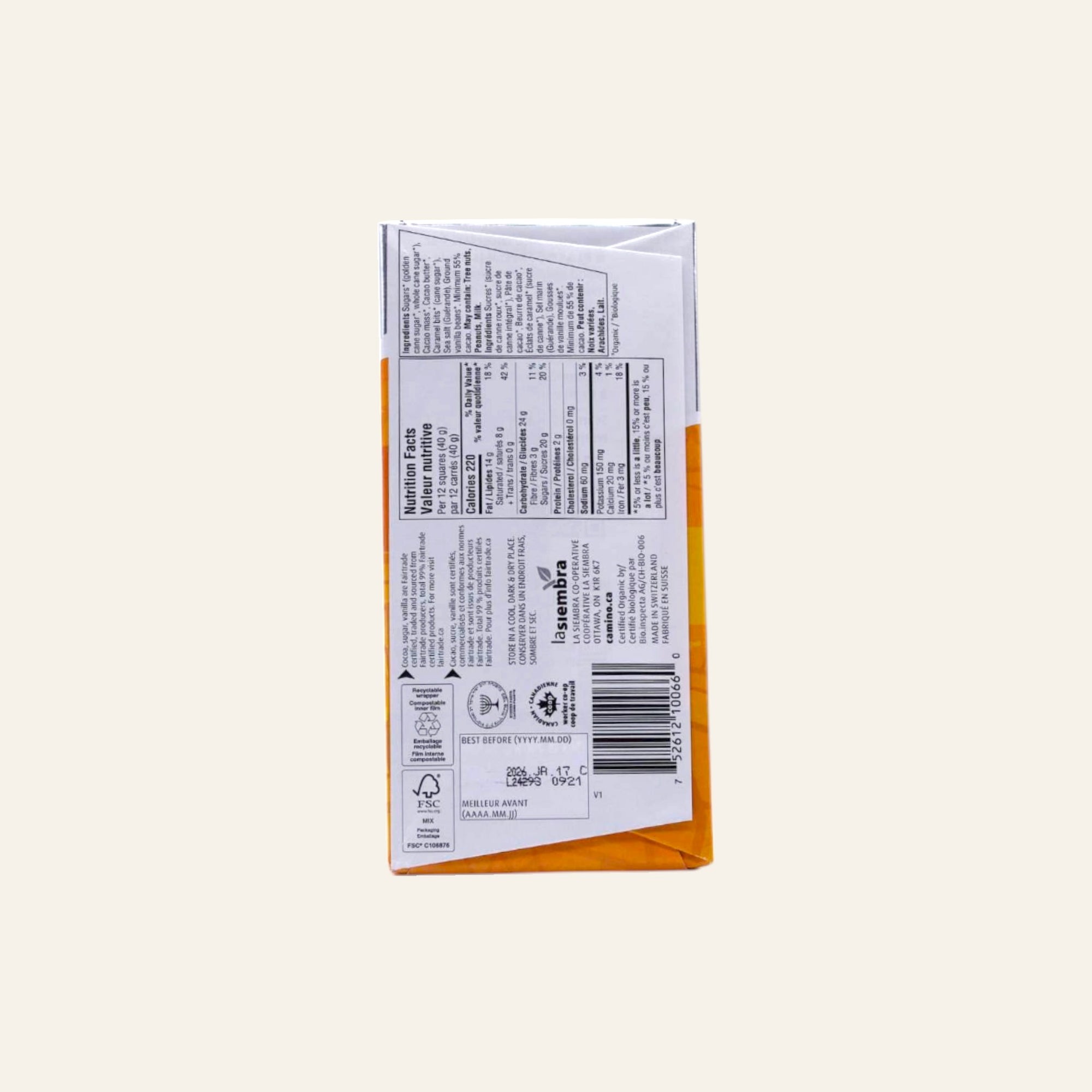 Camino Organic Dark Chocolate Bar Salted Caramel Crunch 80g