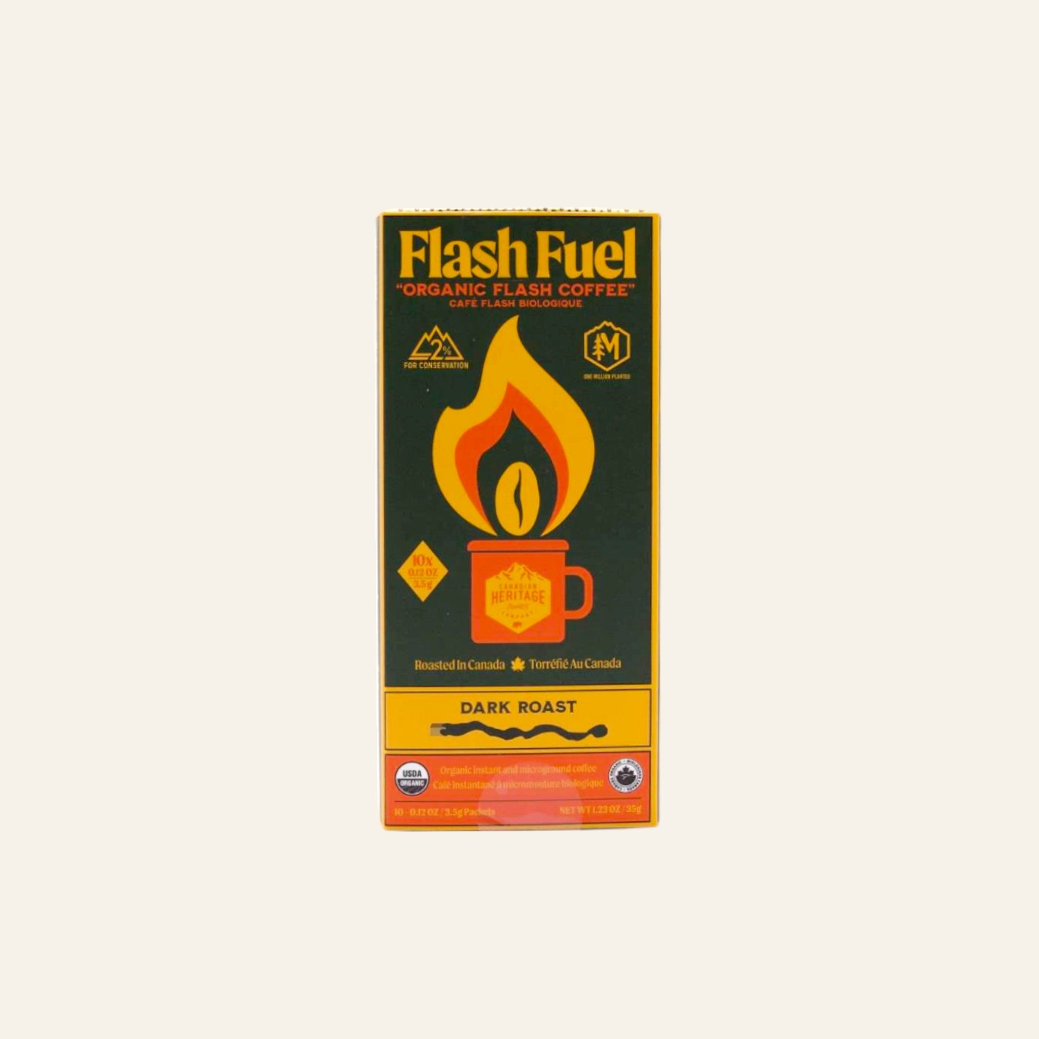 Flash Fuel Organic Instant Dark Roast Coffee 10 Packs