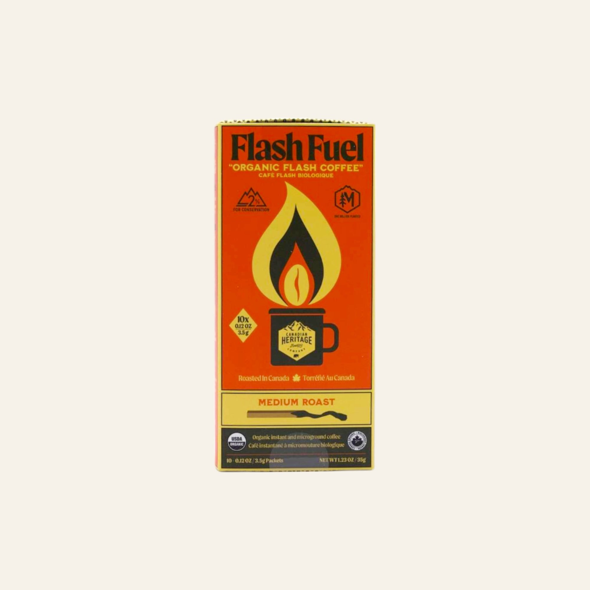Flash Fuel Organic Instant Medium Roast Coffee 10 Packs