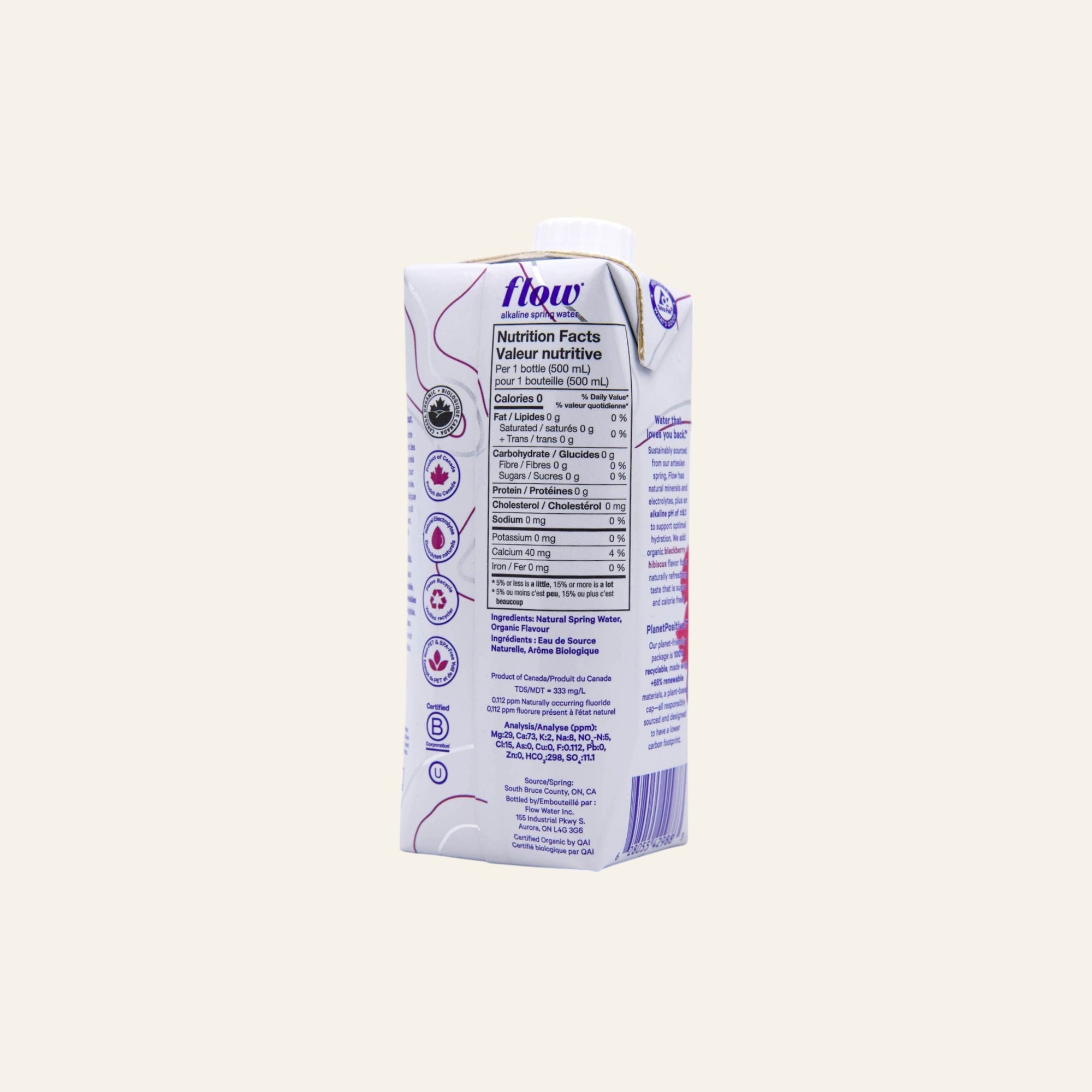 Flow Organic Blackberry Hibiscus Water 500mL