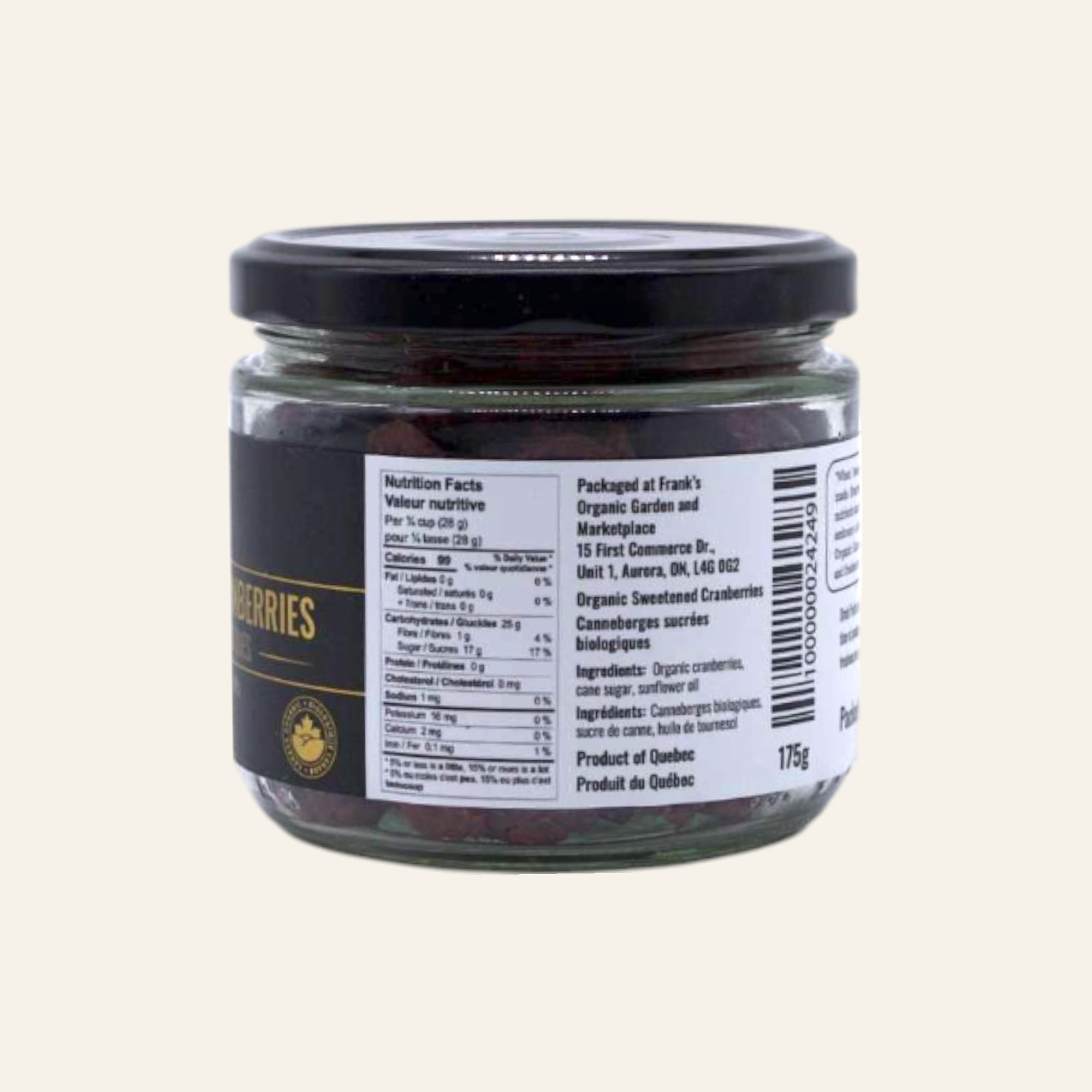 Frank’s Organic Sweetened Cranberries 175g
