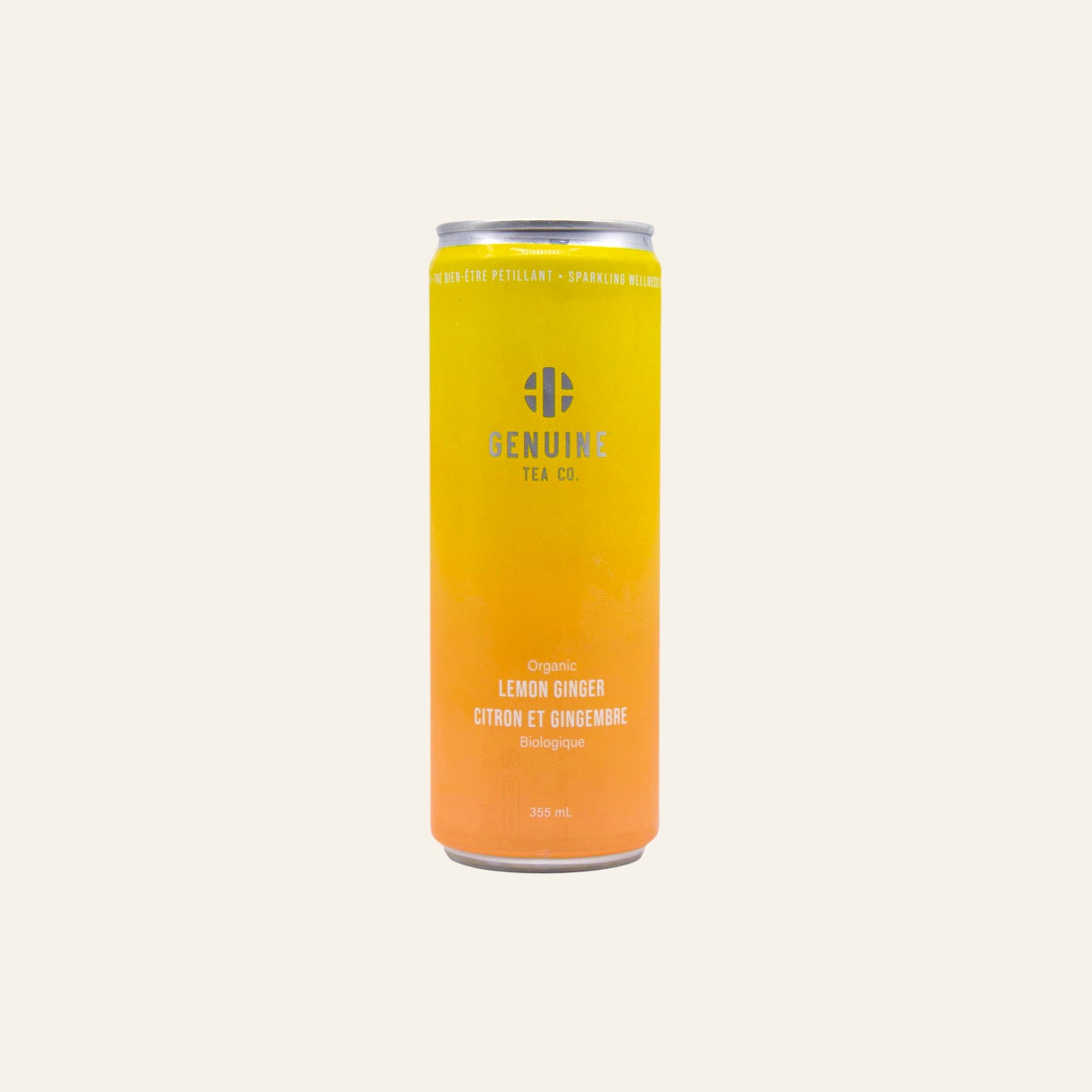 Genuine Tea Organic Lemon Ginger Sencha Sparkling Iced Tea 355mL