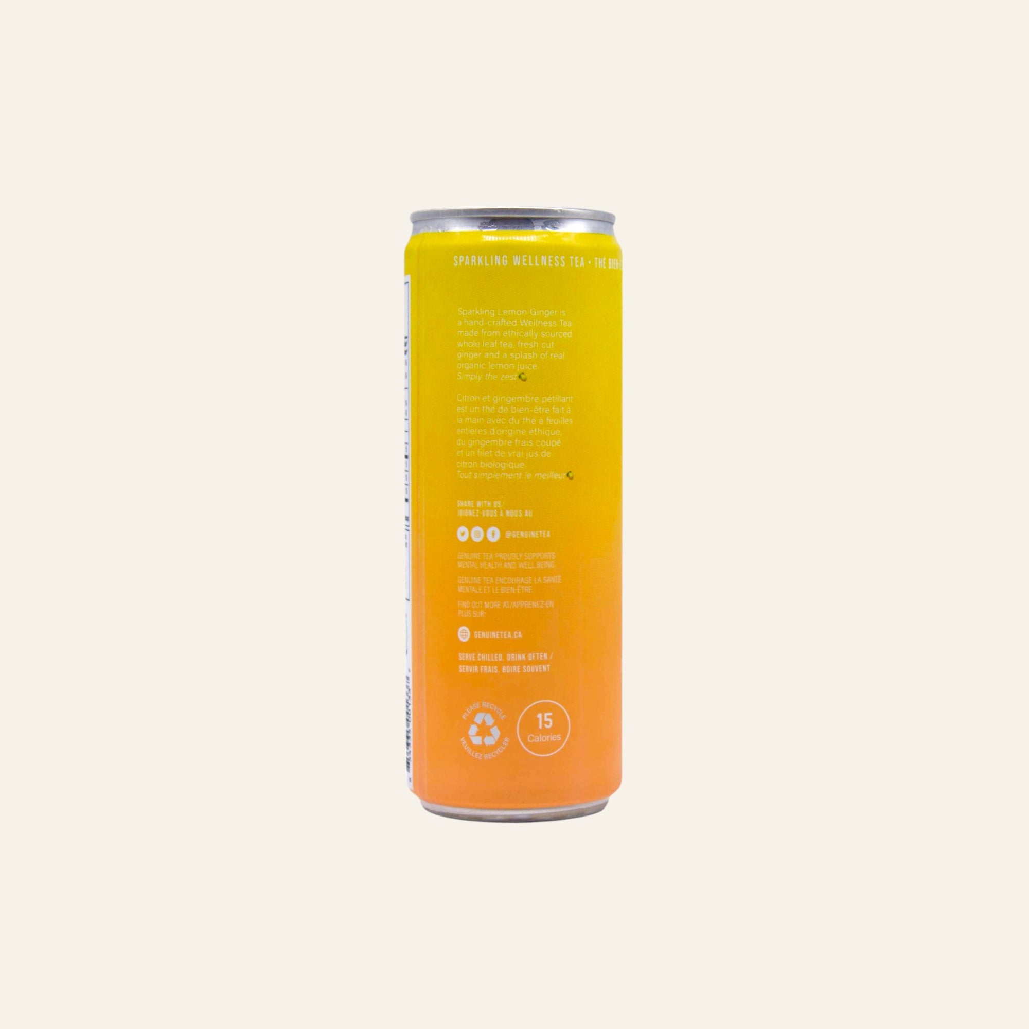 Genuine Tea Organic Lemon Ginger Sencha Sparkling Iced Tea 355mL