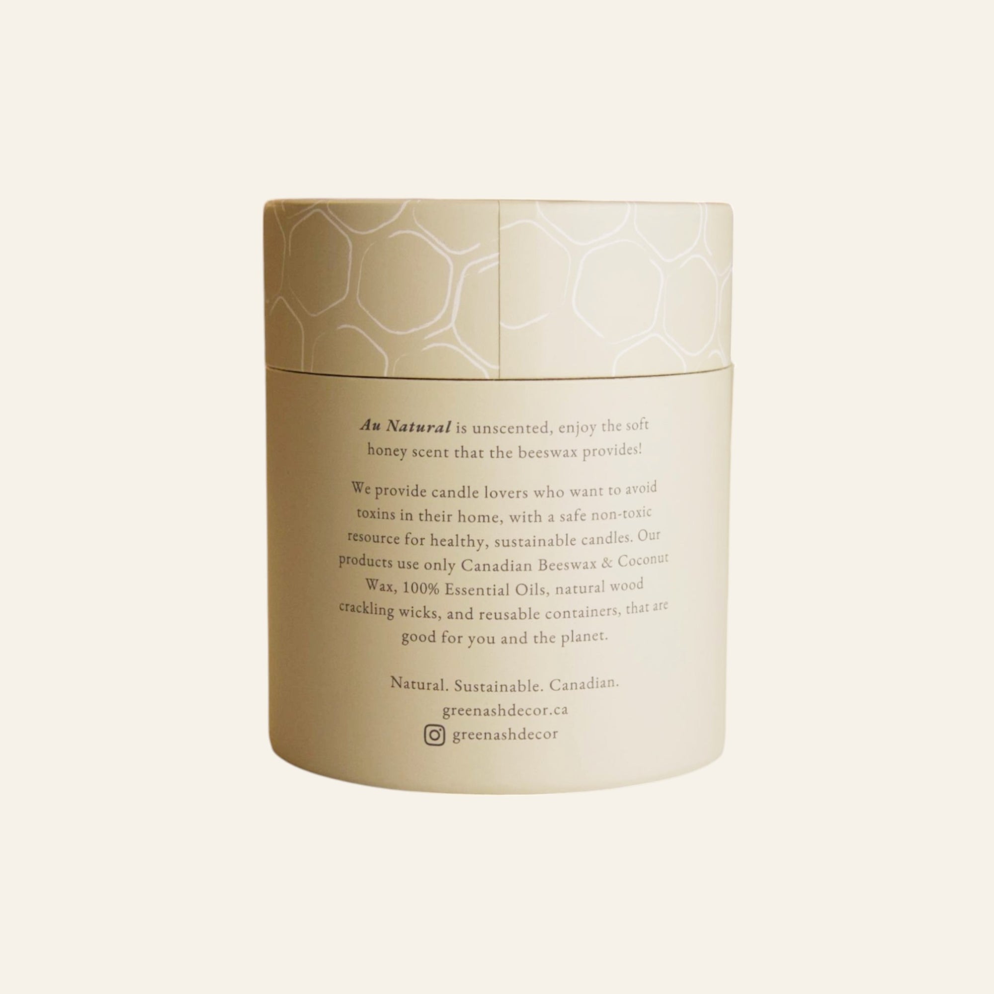 Green Ash Au Natural Unscented Candle