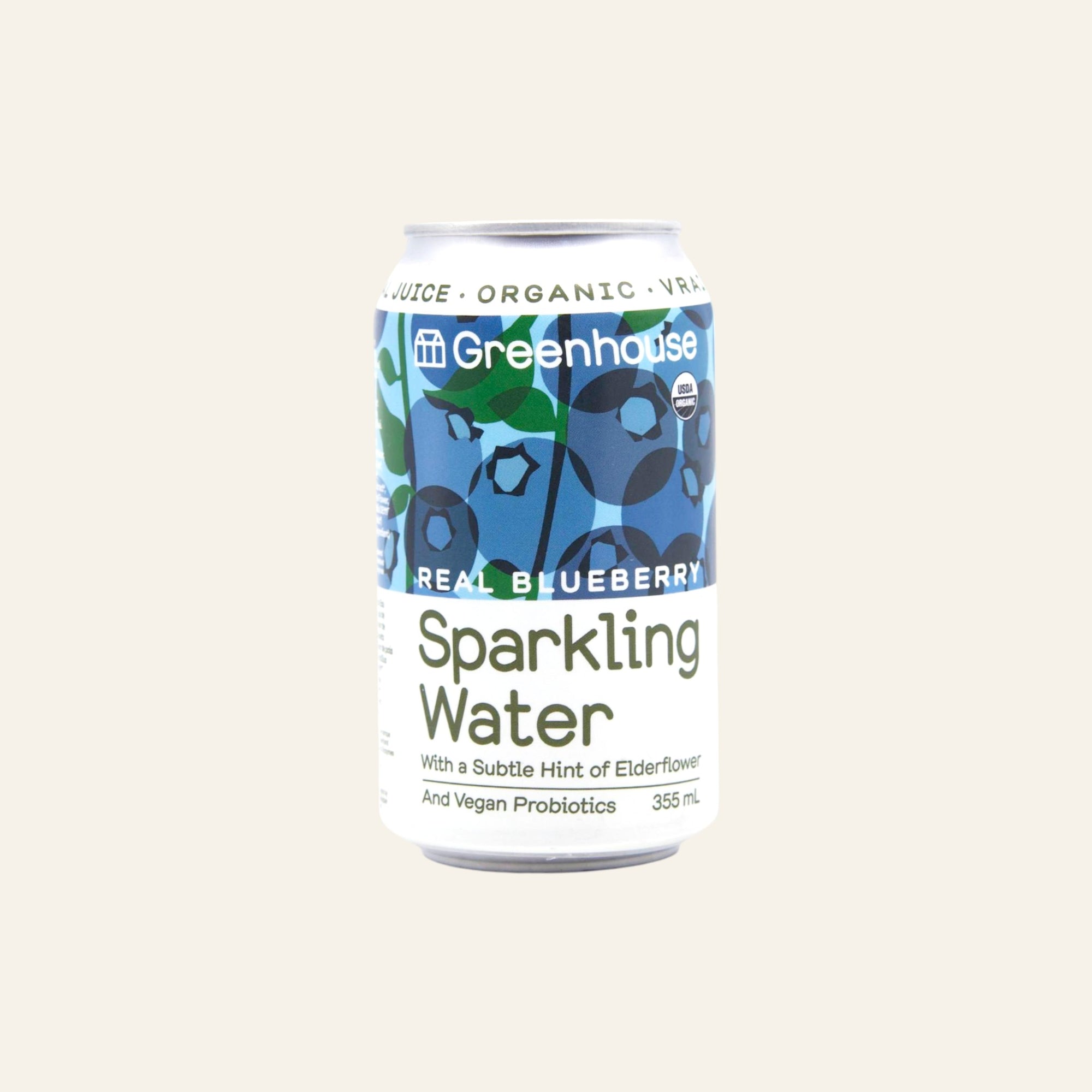 Greenhouse Organic Blueberry Sparkling Water 355mL