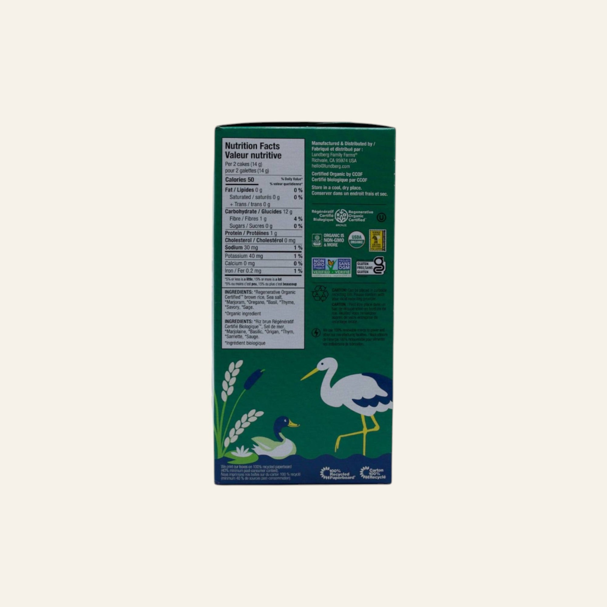 Lundberg Organic Fine Herb Brown Rice Cakes 168g
