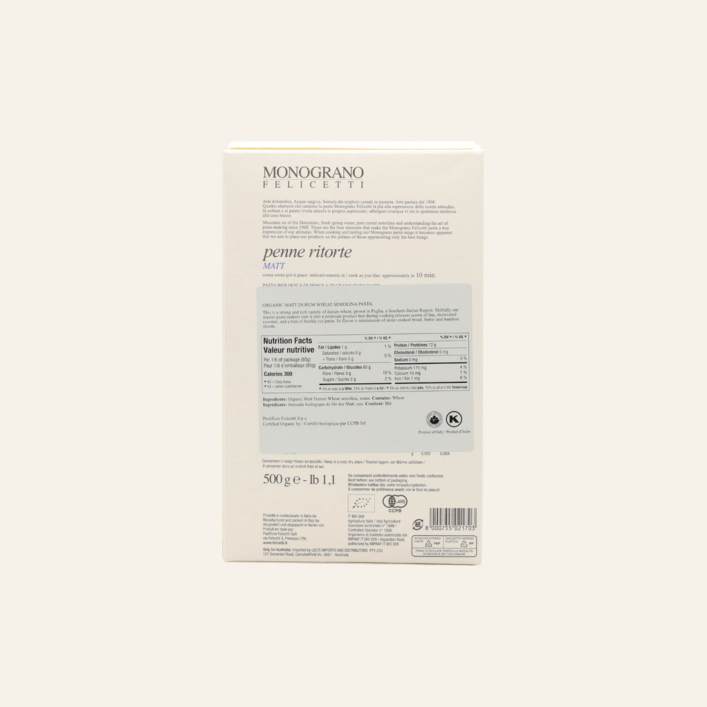 Monograno Organic Penne Ritorte 500g
