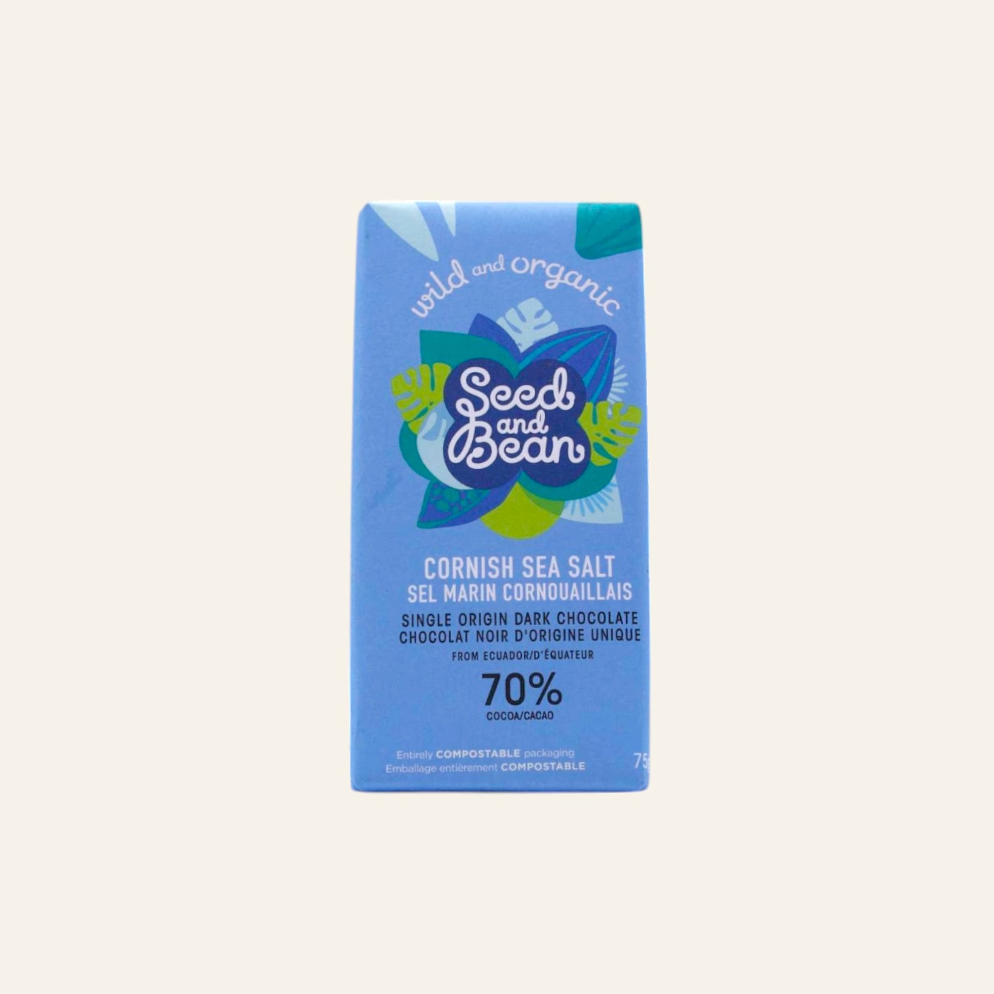 Seed & Bean Organic Cornish Sea Salt Extra Dark Chocolate Bar 75g