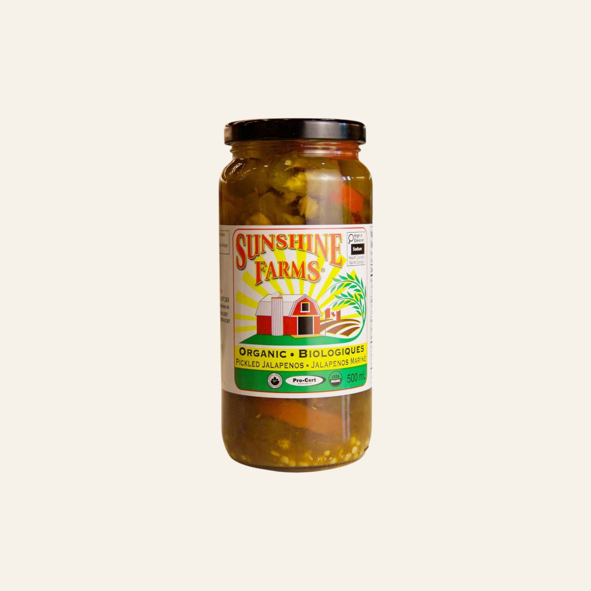 Sunshine Farms Organic Pickled Jalapeno Peppers 500mL