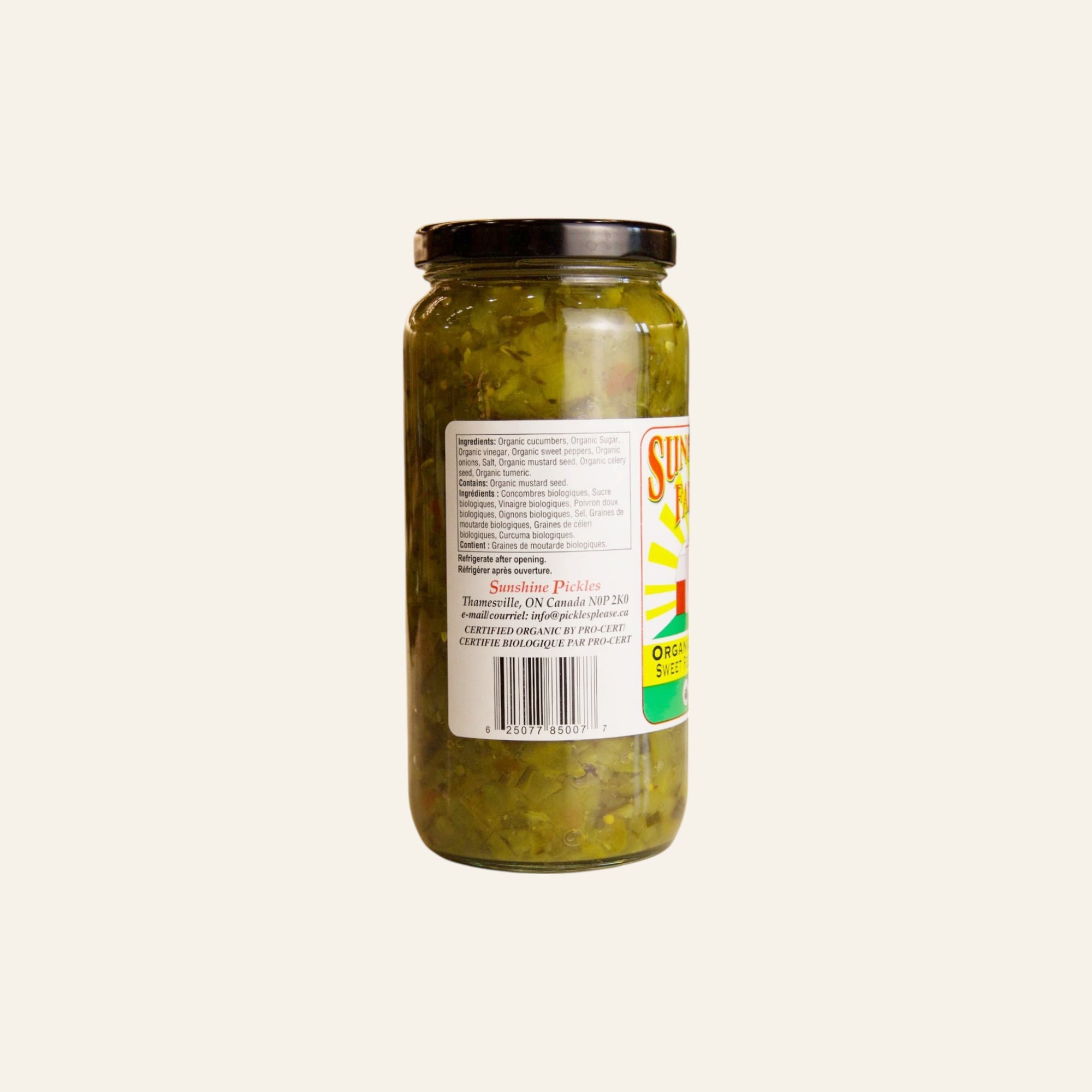 Sunshine Farms Organic Sweet Relish 500mL